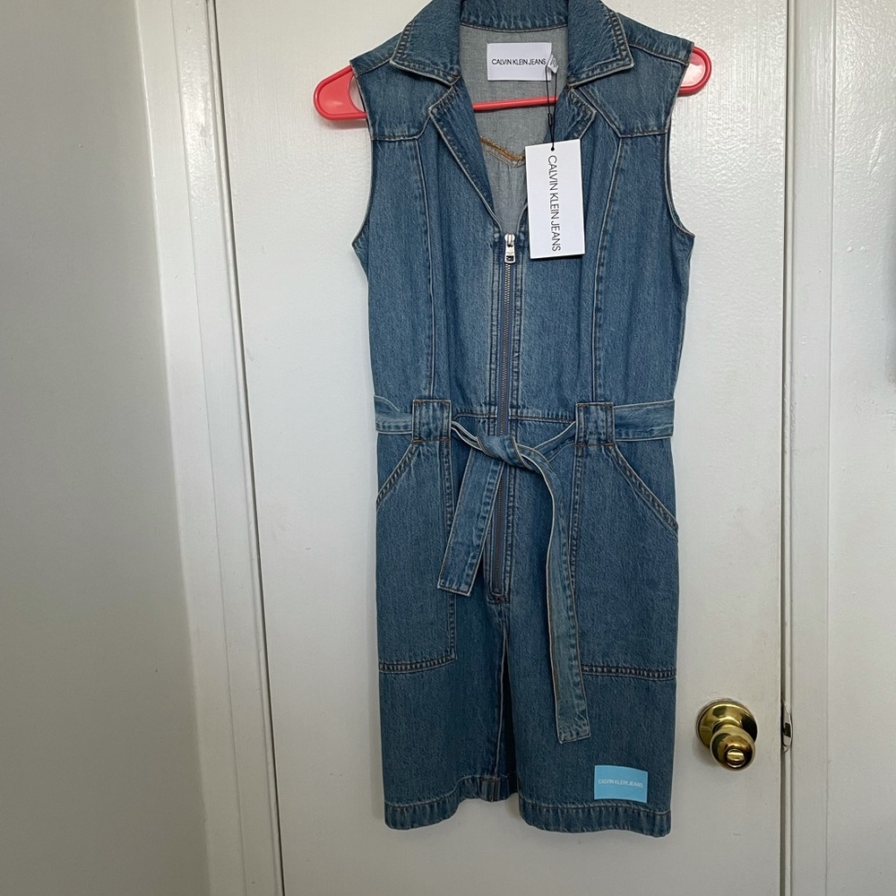 NWT Calvin Klein Jeans denim moto dress
